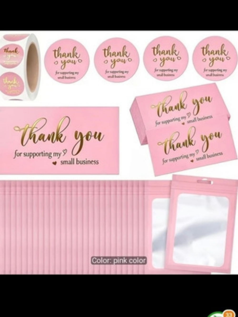620 Count Pink Small Business Thank You Supply Bundle NWT